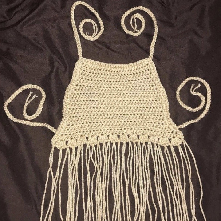 FRINGED COTTON CROCHET CROP TOP - KIDS