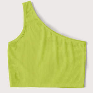 Camiseta Corta De Una Manga En Color Verde Brillante