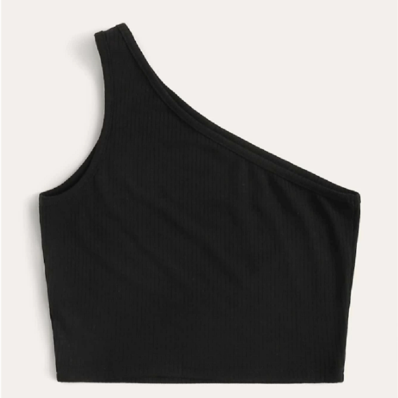 Camiseta Corta De Una Manga En Color Negro