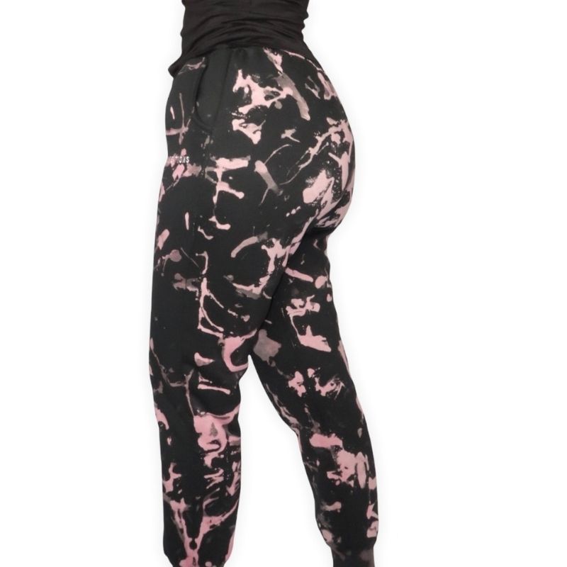 WOOL LINED TIE DYE SWEATPANTS - PINK LOVE