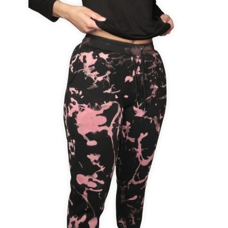 WOOL LINED TIE DYE SWEATPANTS - PINK LOVE