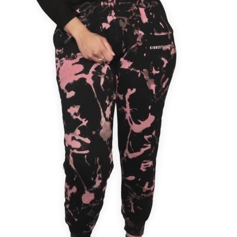 WOOL LINED TIE DYE SWEATPANTS - PINK LOVE