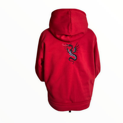 Black and Red Embroidered Reversible Unisex Hoodie